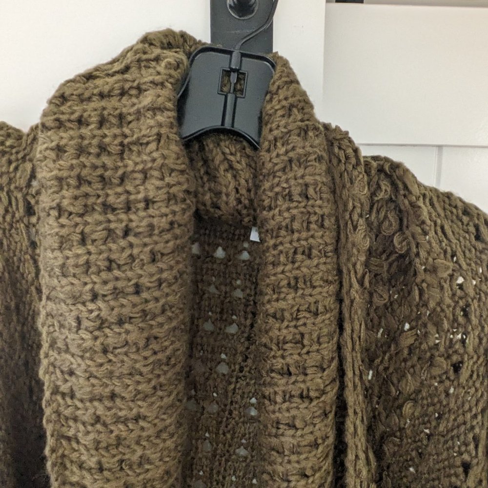 🌸 VENUS High/Low Duster Cardigan Sweater Open Front in Olive Green SIZE L - Picture 13 of 16